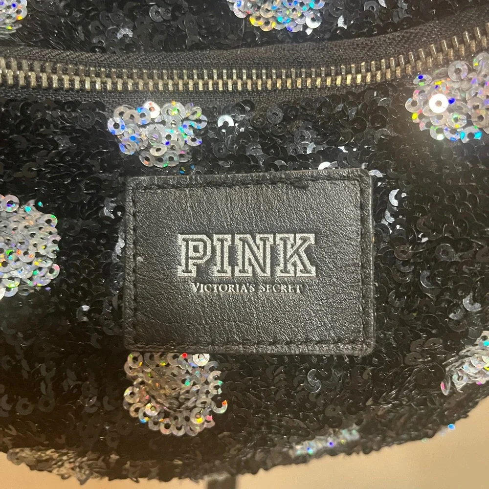 Victoria's‎ Secret PINK Sequin Polka Dot Festival Backpack Black Silver Sparkle